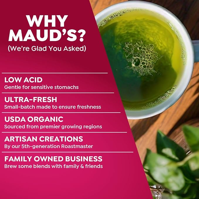 Maud's Organic Matcha Green Tea Pods, 80 ct, Single Serve Tea Pods – 100% Gourmet Blended Tea Leaves, Compatible with Keurig K Cups Maker