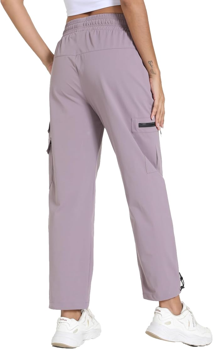 Rrosseyz Women's Hiking Pants with Pockets - Lightweight Water Resistant Joggers Cargo Pants for Casual Travel Golf Outdoor