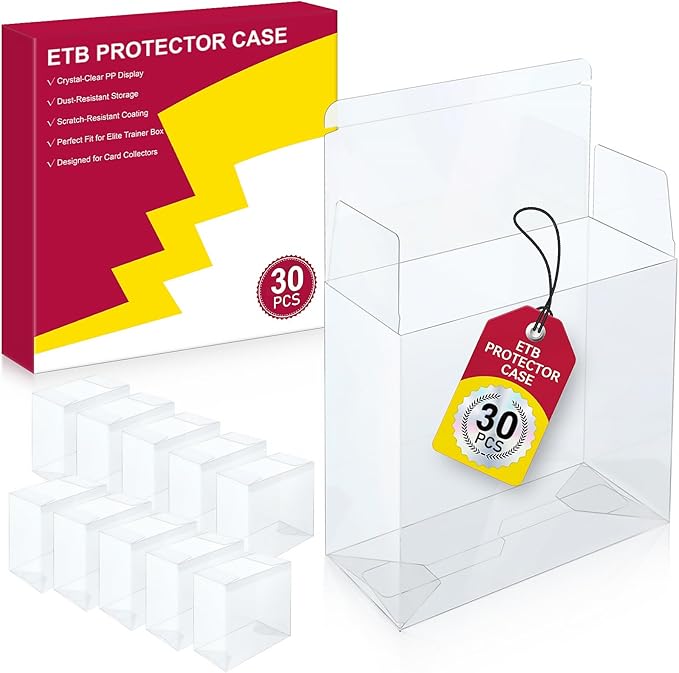 【30 Pcs】 PKMN ETB Protector Case, Elite Trainer Box Protector, ETB Box Plastic Display Case-Compatible with Elite Trainer Boxes, 0.5mm Thick, Scratch-Resistant Material