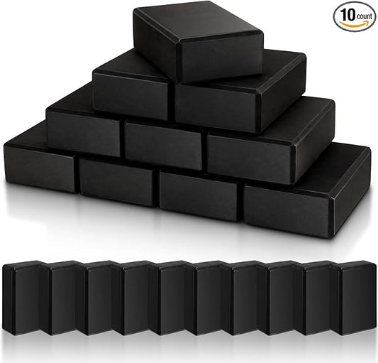 10 Pcs Foam Eva Yoga Blocks Non Slip Lightweight Bricks Yoga Bulk Supportive Blocks Prop Accessories for Pilates Stretching and Meditation Women Men Yogi Beginners, Black