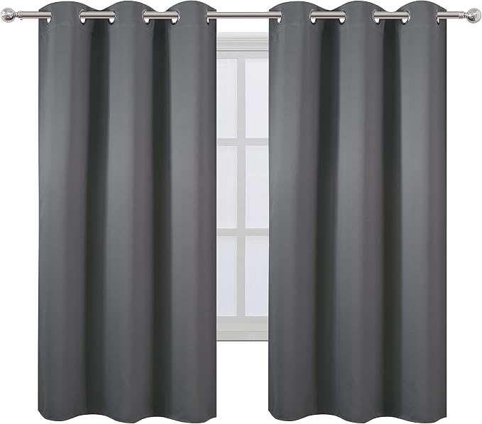 LEMOMO Frost Grey Blackout Curtains 34 x 63 Inch Length/Set of 2 Curtain Panels/Thermal Insulated Room Darkening Blackout Curtains for Bedroom