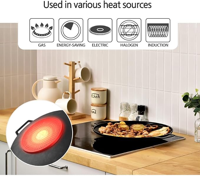 Korean BBQ 3 IH Griddle Grill Pan with Bag, Nonstick Coating, All Stove(Gas, Electric & Induction),Indoor Outdoor Griddle(16in)