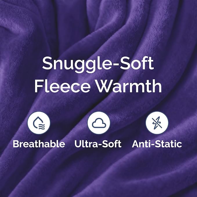 Fleece Blanket Throw XL - Ultra-Soft Flannel Fleece Blanket - Purple Haze | Soft, Warm, Outdoor Picnic Blanket for Camping, Travel, Lightweight, Cozy, Anti-Static, Home Decor Gifts for Men & Women