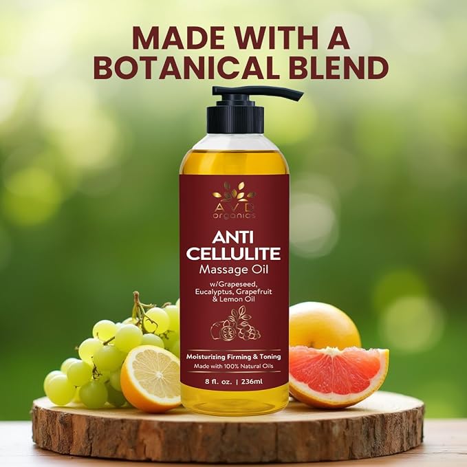 AVD Organics AntiCellulite Massage Oil 236 ml | Elevate Your Massage Rituals with This Oil Offering Deep Skin Nourishment and a Soothing Aromatic Touch| 8 fl.oz