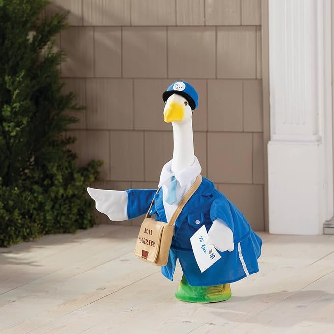 Fox Valley Traders Gaggleville Postal Carrier Goose Outfit, Fits Large 23" H Statue
