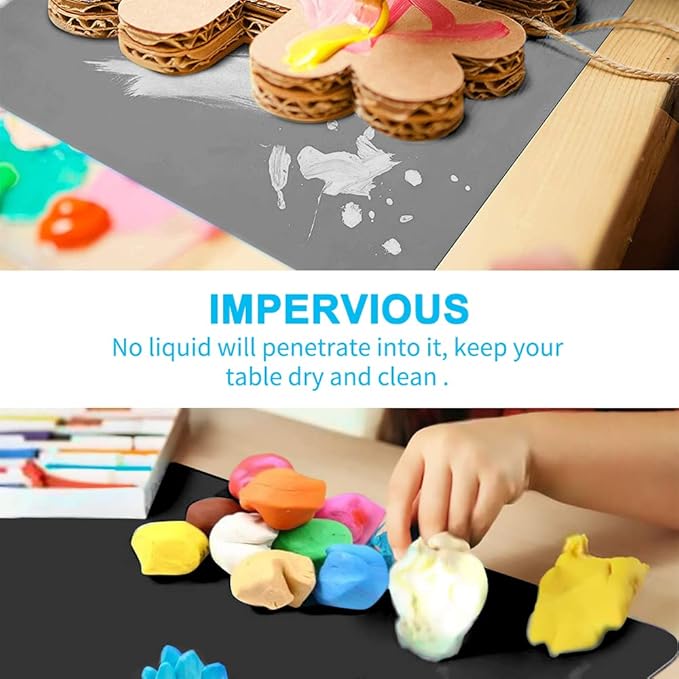 Silicone Mat, IKOCO 15.7"x 11.8" Silicone Craft Mat for Playdough A3 Large Nonstick Resin Molds Sheets for Epoxy Resin Jewelry Casting, Black and Grey