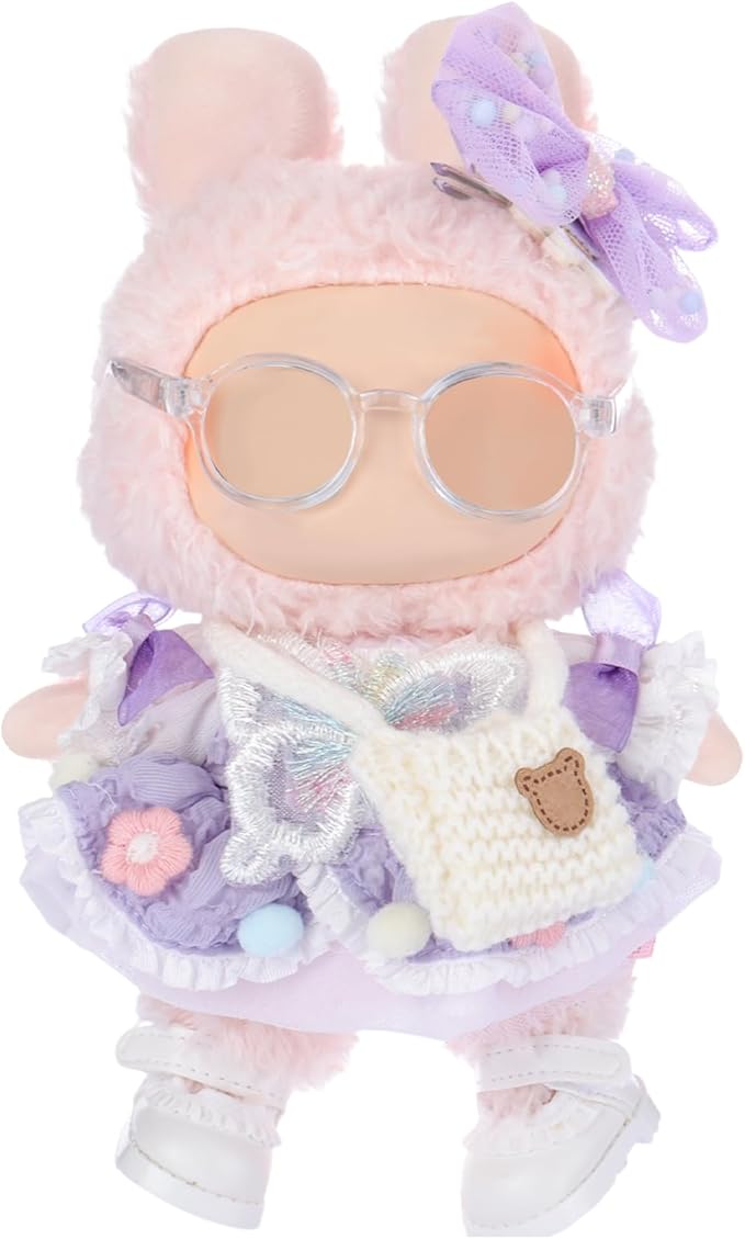 5 Pcs Stylish Set for 17cm Dolls with Fashion Hat, Skirt, Shoes and Sweater Outfit Set, Cute Doll Style Accessories Gift (Elegant,Purple)