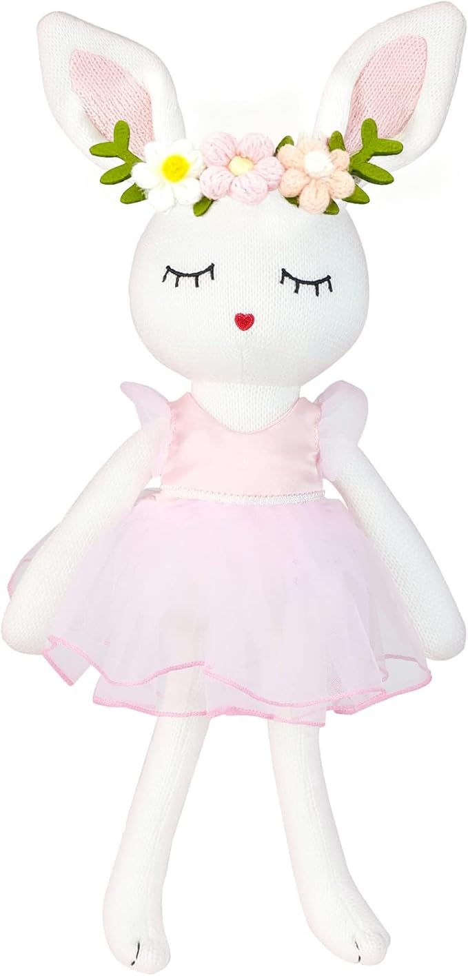 Ballerina Doll Easter Stuffed Animal Bunny Plush Animal Doll, Plush Rabbit Toy Bunnys Stuffed Animals for Girls Easter Animals on Party Birthday Christmas