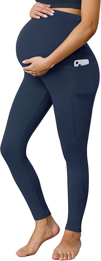 Buttergene 1 Pack Women's Maternity Leggings with Pockets Over The Belly Pregnancy Active Wear Workout Yoga Tights Pants