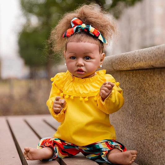 HOOMAI Lifelike Reborn Baby Dolls with Soft Body African American Realistic Girl Doll 22.8 Inch Best Birthday Gift Set