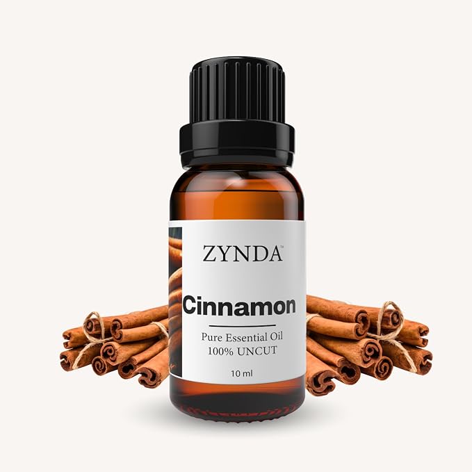 Cinnamon Essential Oil 100% Pure and Natural - Premium Aromatherapy Cinnamon Oil Essential for Diffusers, Massage, Skin, and Hair, Steam Distilled from Cinnamons Bark – 10ml Therapeutic Grade