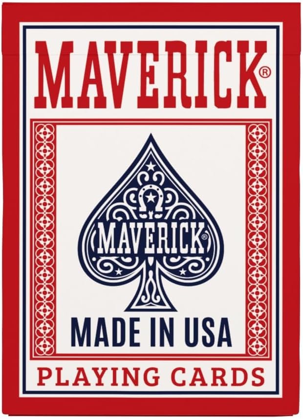Maverick Playing Cards 12 Pack, Made in USA, Standard Index, Red and Blue Decks, Bulk Playing Cards for Poker, Card Games, and Family Game Night