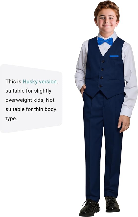 Happy Dolphin Boys Suit Set Modern Fit Kids Suits Adjustable Waist Boys Wedding Outfit for Boy Communion Suits for Boys