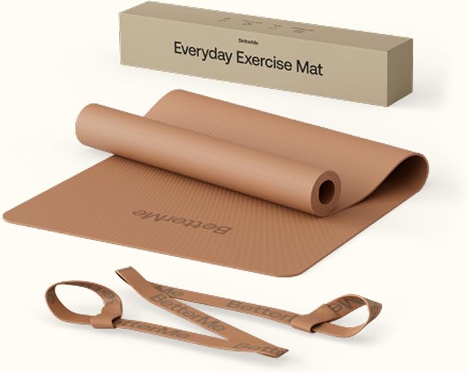 BetterMe Yoga Mat - Non-Slip Exercise Mat for Women - Cushioned Pilates Mat for Home Workouts, Stretching & Hot Yoga - Portable Fitness Mat with Strap