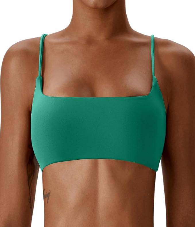 Comper Women's Sports Bras Wirefree Racerback Workout Bras Sexy Thin Straps Yoga Sport Bras with Removable Pads
