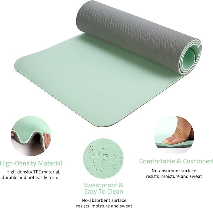 Thick and Wide Yoga Mat 72''x24''/35''(8mm/10mm) for Women and Men, Durable & Cushioned Yoga Mat with Carrying Strap for Pilates, Stretching and Home Workout