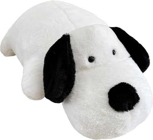 Haengbuk-Soft Puppy Plush Pillow, 39.3in/100cm Cute Stuffed Animals Toy, White and Black Dog Hugging Pillow, Gift for Kids and Friends