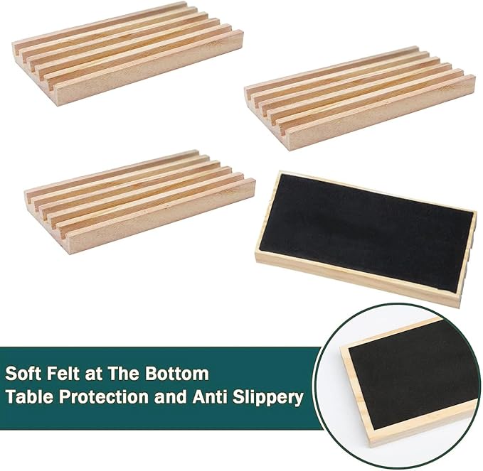 Wooden Domino Trays/Racks Set of 4 Mexican Train Domino Trays/Racks Double 12 Tiles Holders Rack Domino Tiles Holders Domino Wood Holder【 Dominoes not Included】