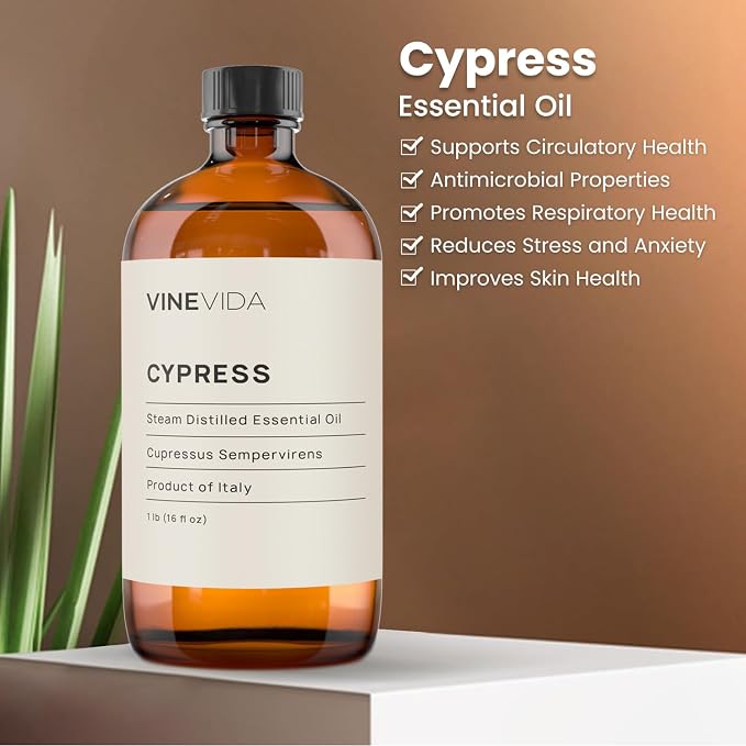 VINEVIDA Cypress Essential Oil 16 oz - Undiluted Cypress Oil - DIY Candle Scents for Candlemaking - Bulk Essential Oil for Soap Making