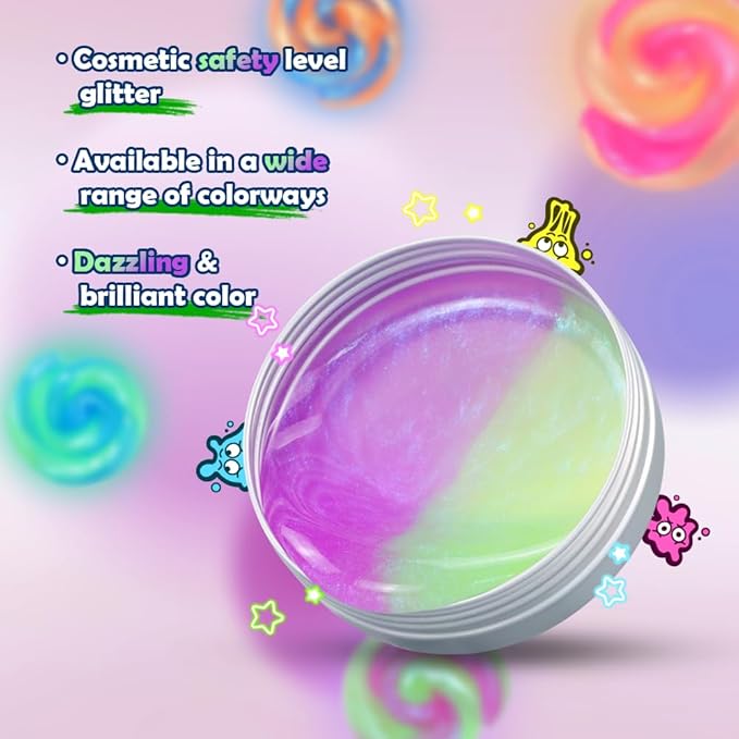 WATERELF Putty for Kids, Fidget Stress Relief Play Putty for Boys Girls Adults, Non-Sticky Therapy Toys - 3.11 Inch 3.2 Oz - P008-Green/Purple
