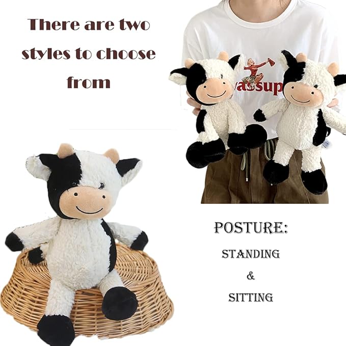 CHELEI2019 11.8" Cow Stuffed Animals Soft Cuddly Cow Plush Stuffed Animal Toy for Kids