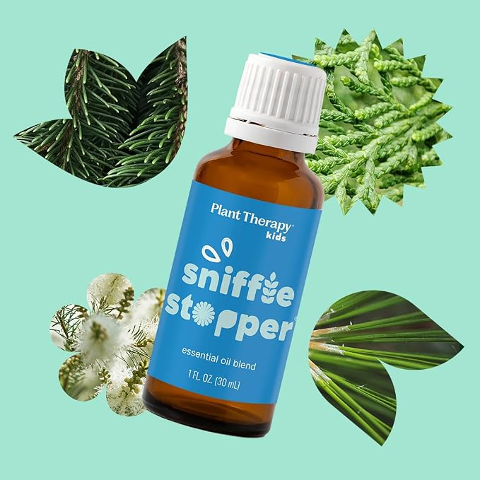 Plant Therapy Kids Sniffle Stopper Essential Oil Blend 30 mL (1 oz) Respiratory Support Blend, Breathe Easier, Chest Rub, 100% Pure, Undiluted, Natural Aromatherapy