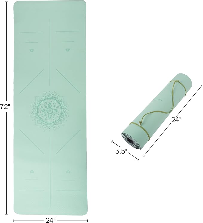 Non-Slip Yoga Mat with Alignment Marks – Lightweight Exercise Mat with Carry Strap for Home Workout or Travel by Wakeman Outdoors