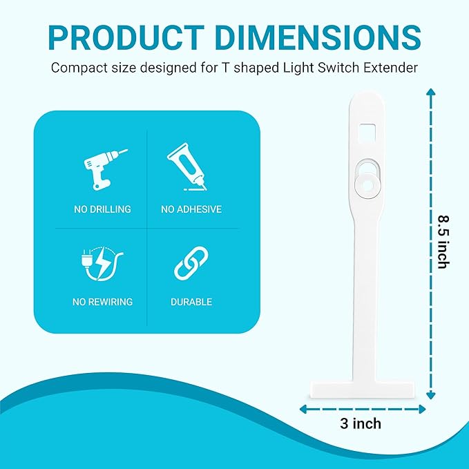 T Shape Light Switch Extender for Kids – Safe, Ergonomic & Easy Switch Reach Tool for Baby Nurseries, Kids’ Rooms, Daycare, Accessible Spaces
