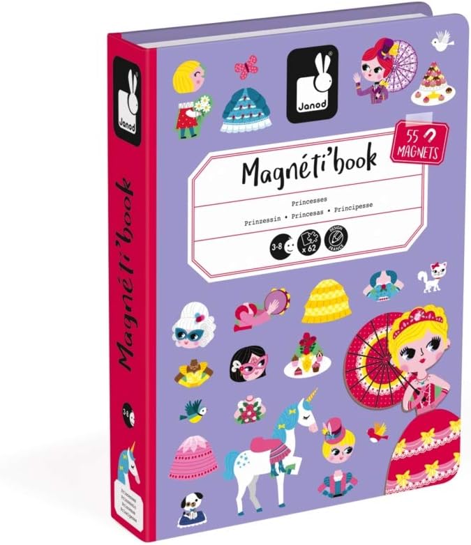 Janod MagnetiBook 63 pc Magnetic Princess Costumes Dress Up Game - Ages 3+ - J02725