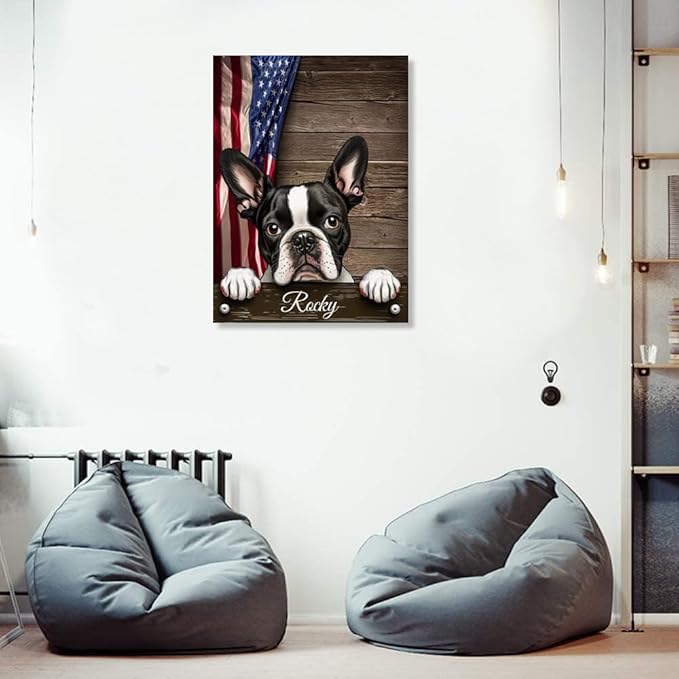 Custom Wooden Jigsaw Puzzles with Your Dog's Name on Boston Terrier Art Print - 300 500 1000PCS Puzzles Game and Home Wall Decor