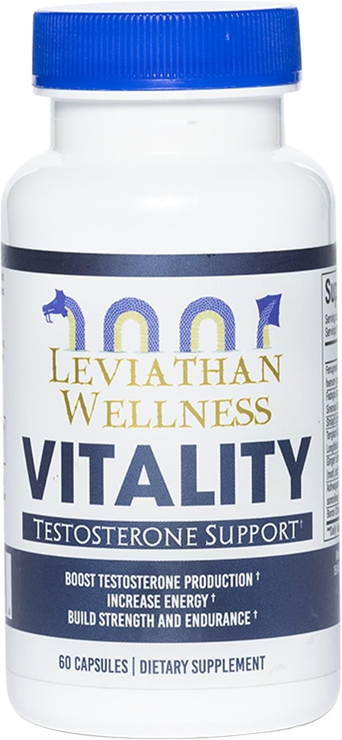 Vitality – Testosterone Support Formula | Fenugreek (500 mg), Fadogia Agrestis (300 mg), Shilajit, Tongkat Ali, Ginger, Ashwagandha | 60 Capsules, 30 Servings | Made in the USA