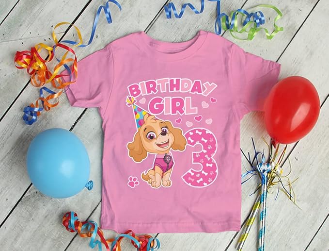 Tstars Skye Birthday Girl 3 Gifts for Three Years Old Bday Paw Patrol Theme Party Toddler Kids Girls Fitted T-Shirt A51144d