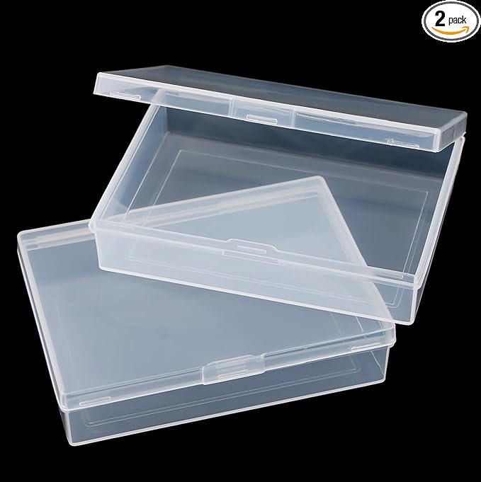 Playing Card Case Box, 3.6''x2.6''x0.8'' Deck Plastic Boxes Gaming Card Holder Organizer Empty Snaps Closed Clear Plastic Sort Storage Box, Pack of 2