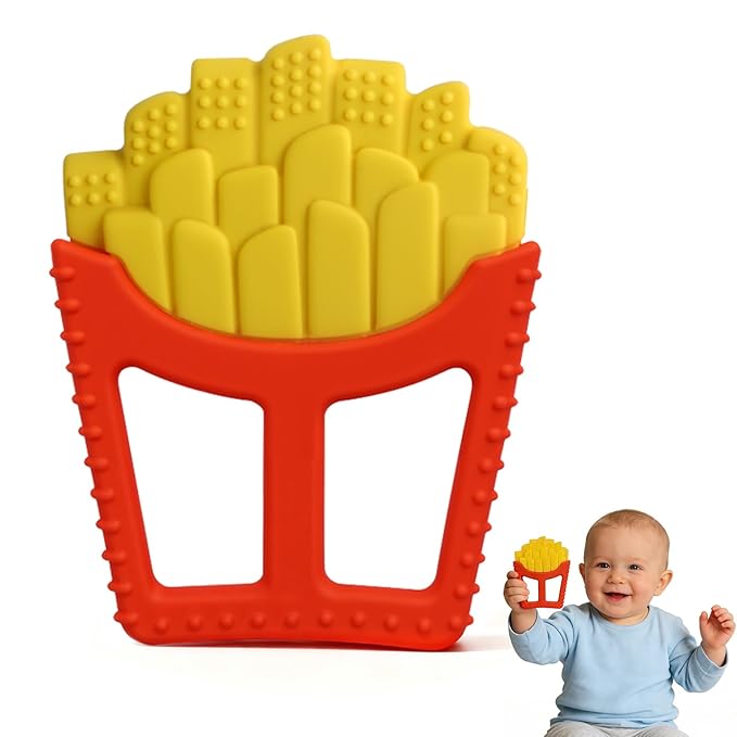 Chuya French Fry Teether Baby Toys 0-6 6-12 12-18 Months,French Fries Shape Teething Toy Baby Teething Relief Infant Toys Sensory Toys for Babies Soothes Sore Gums Boys Girls Gift Easy-Grasp