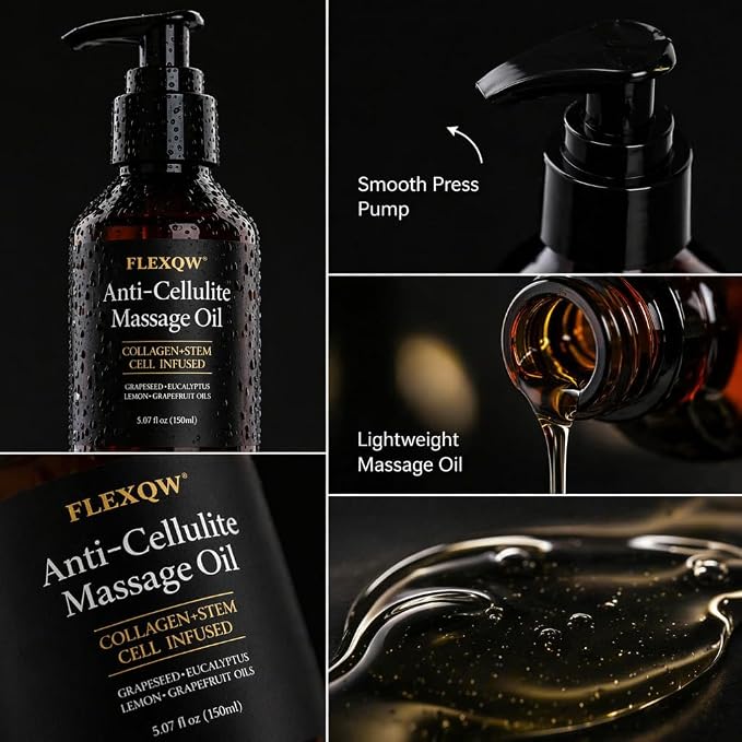 Frankincense Essential Oil Lymphatic Drainage Body Oil, Anti Cellulite Massage Oil for Massage Therapy, Natural Firming Smoothing Massage Oil Compatible with Cellulite Massage Tool