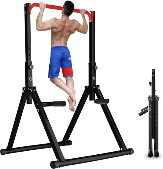 DOBESTS Power Tower Pull Up Bar Free Standing, Adjustable Foldable Pull Up Station, Home Gym Strength Training Equipment 700LBS
