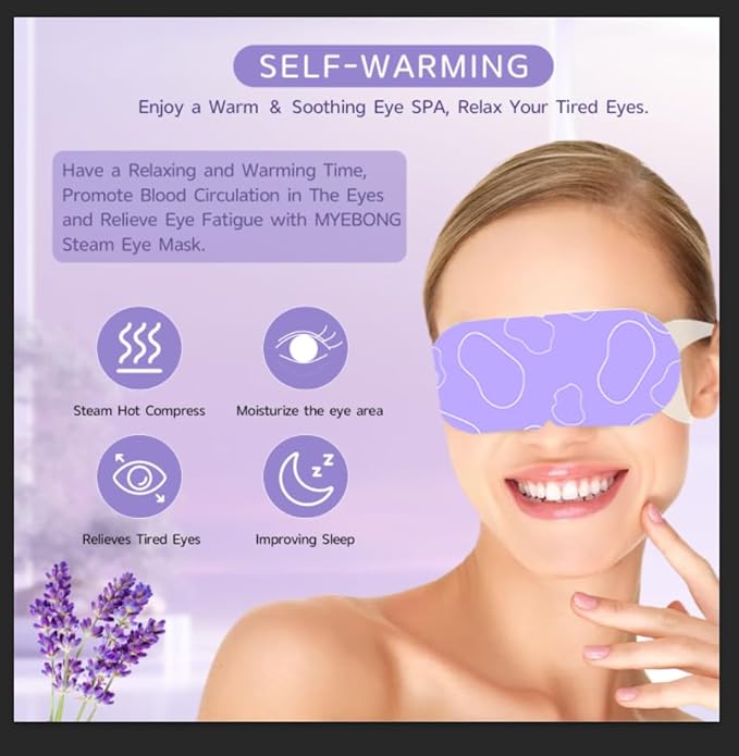 20 Packs Steam Eye Masks for Eyes, Warm Compress Eye Mask, Self Heating Eye Masks Help for Eye Spa, Disposable Heated Eyes Mask for Sleeping Relief Stress Eye Fatigue(Lavender)