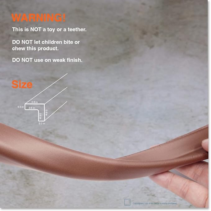 Roving Cove Slimfit Edge Protector for Baby Proofing (9ft Small Edge Only), Soft Rubber Foam Furniture Edge Bumper Guard, Desk Edge Cushion, 3M Adhesive, Coffee Brown