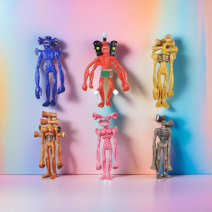 6 PCS Siren Head Toys Action Figure Model Doll Gift for Kids Halloween Thanksgiving Christmas Birthday Gifts