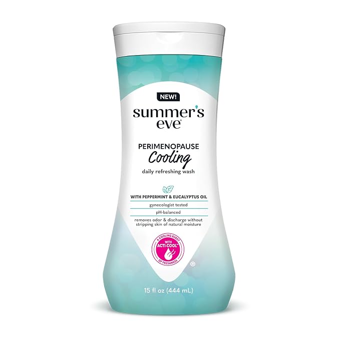 Summer's Eve Perimenopause Cooling Wash, Cooling pH-Balanced Formua with Eucalyptus to Remove Odor, 15 Fl Oz