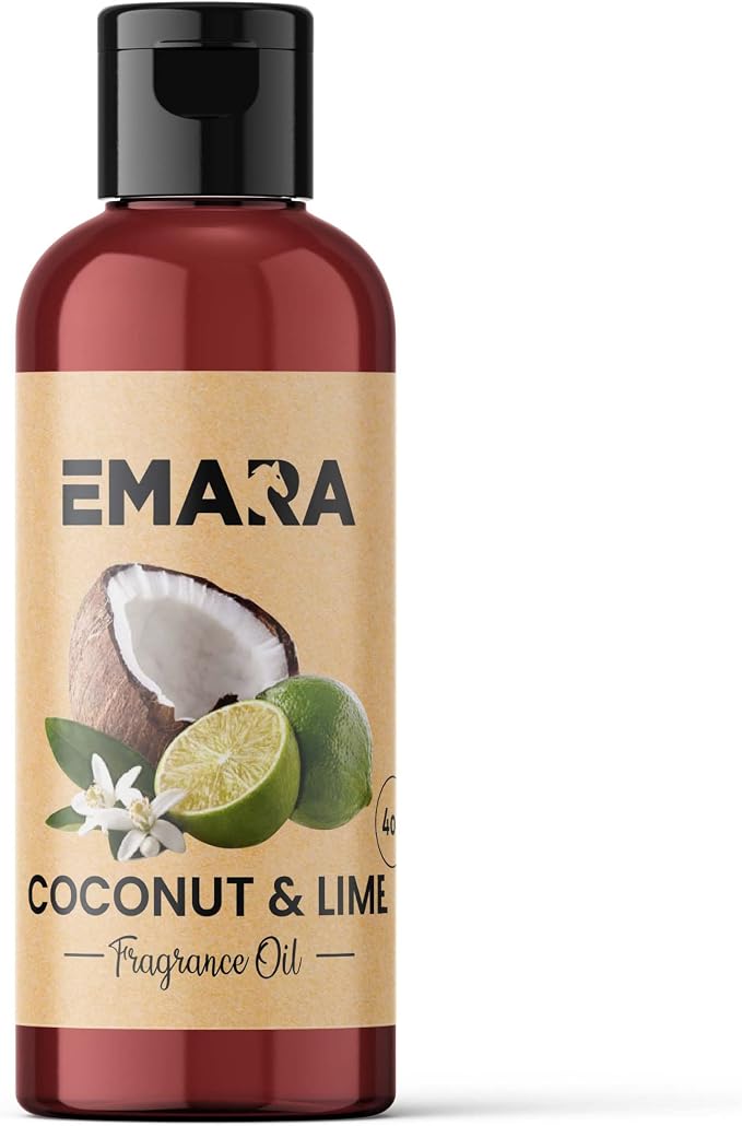 EMARA All Natural Fruity Coconut & Lime Essential Oil for Diffusers, Skin Care, Aromatherapy Fragrance Oil, Organic Therapeutic Grade 4 fl oz