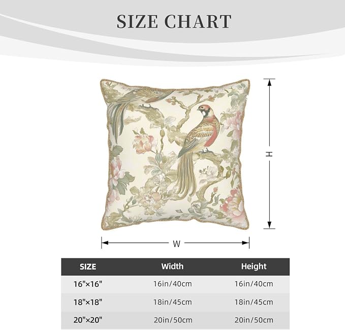 Vintage Bird Floral Velvet Pillow Covers 20x20 Inch Chinoiserie Flowers Leaves Throw Pillows for Couch Farmhouse Cushion Covers Pillowcase Light Green Leaf Pillow Cases for Sofa Bed Outdoor Decor