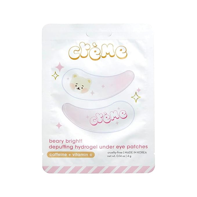 The Crème Shop Boba Bears Beary Bright Under Eye Patches - Under Eye Patches for Puffy Eyes and Dark Circles - Made with Caffeine & Vitamin C (3 Pack)