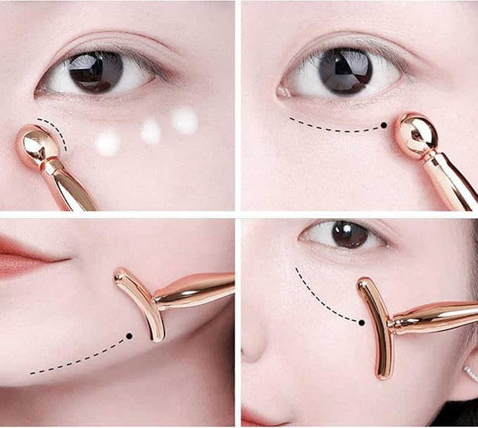 2PCS Metal Eye Cream Applicator Wand Stick, Massager Skin Care Tools, Face Roller Massager Tool,Eye Massage Wand Stick Girls Women Facial Massager for Reducing Puffiness Wrinkle