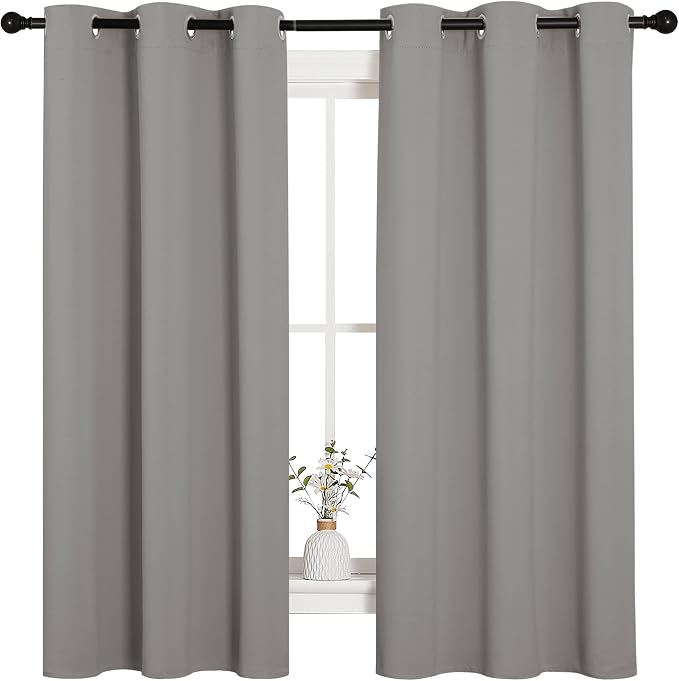 NICETOWN Blackout Curtains 63 inches Long, Thermal Insulated Solid Grommet Top Blackout Curtains/Drapes for Office (Sand Color, 1 Pair, 42 x 63 inches)