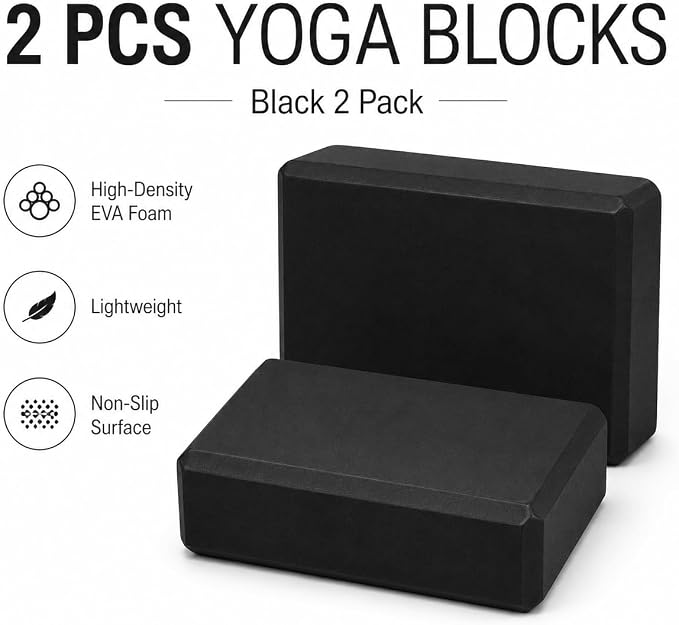 EXERZ Yoga Blocks 2 pack, Gym Blocks, Exercise Workout Fitness Bricks, Pilates Stretch Handstand Non-Slip