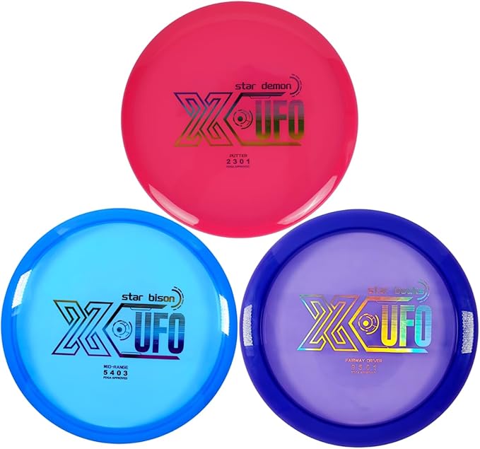 X-UFO Disc Golf Set - Disc Golf Starter Set, Includes 1 Putter, 1 Driver, and 1 midrange disc, Weighing 170-178 Grams. Suitable for Beginners and Professional disc Golf tournaments