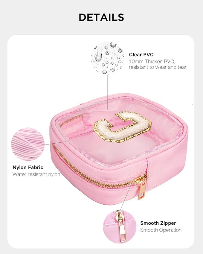 KOTORA Travel Clear Makeup Bag Toiletry Bag, Make up Bag Waterproof Toiletry Bags for Women Cosmetic Bag Preppy Stuff Brithday Gifts for Women Personalized Pink Mother Girlfriend Wife Gifts