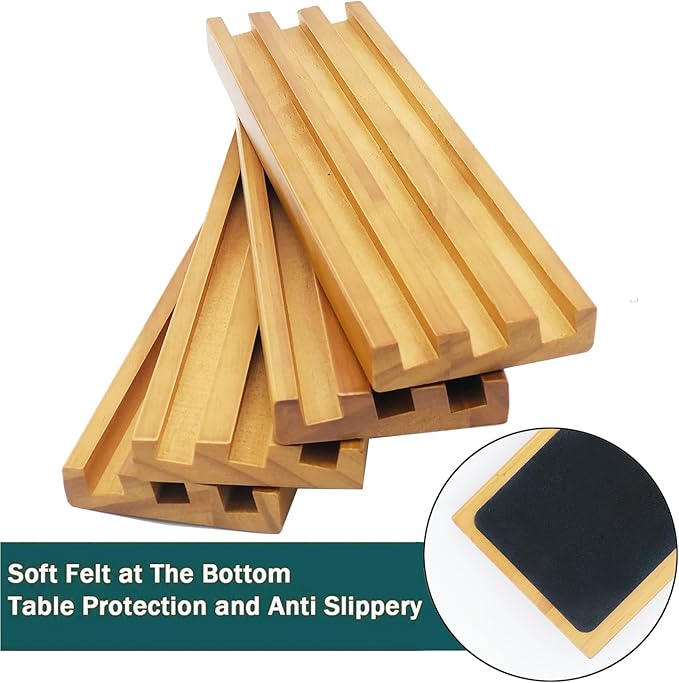 Wooden Domino Trays/Racks Set of 6 Mexican Train Domino Trays/Racks Double 12 Tiles Holders Rack Domino Tiles Holders Domino Wood Holder (6 Wood Domino Organizers)