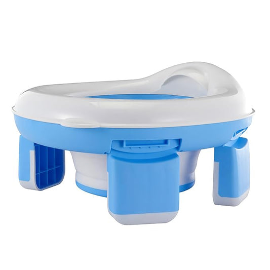 Children's Toilet Collapsible Outdoor Travel Potty Baby's Pee Pail Portable Toilet (Blue)
